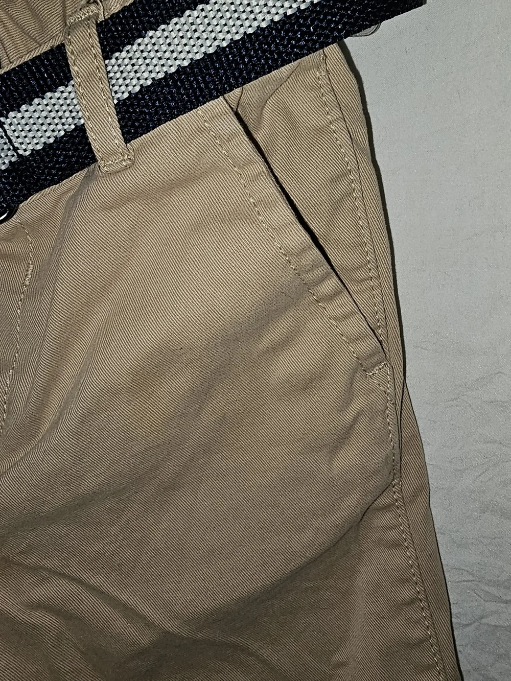 The Children's Place Tan Flat-Front Shorts with Black & White Stripe Belt